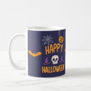 Happy Halloween spooky pumpkin bat orange design Coffee Mug