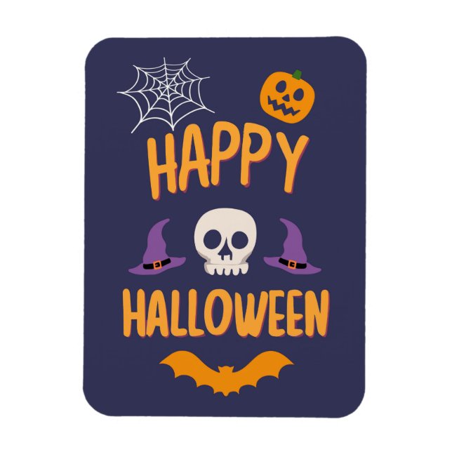 Happy Halloween spooky pumpkin bat orange design Magnet (Vertical)