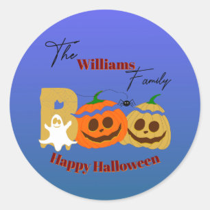 Happy Halloween Spooky Pumpkin Classic Round Sticker