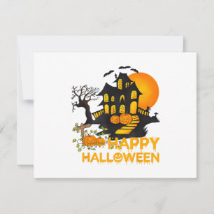 Happy Halloween Spooky Pumpkin Haunted House Men W Invitation