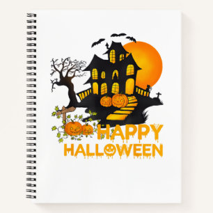 Happy Halloween Spooky Pumpkin Haunted House Men W Notebook