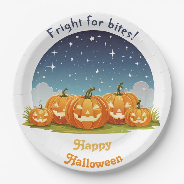Happy Halloween Spooky Pumpkin Patch Paper Plate (Front)