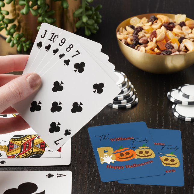 Happy Halloween Spooky Pumpkin Playing Cards (In Situ)