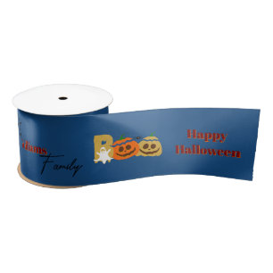 Happy Halloween Spooky Pumpkin Ribbon Satin Ribbon