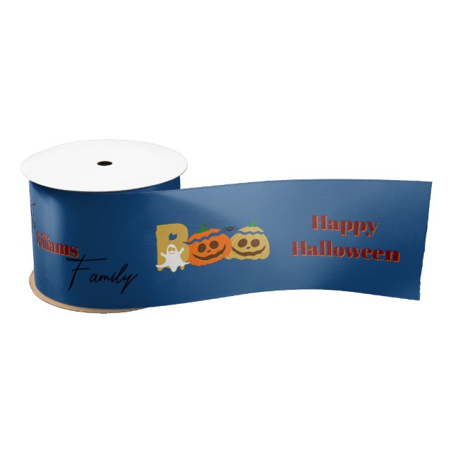 Happy Halloween Spooky Pumpkin Ribbon Satin Ribbon (Spool)