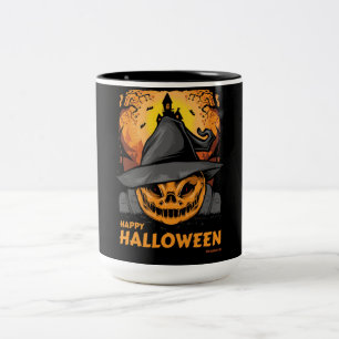 Happy Halloween Spooky Pumpkin Two-Tone Coffee Mug
