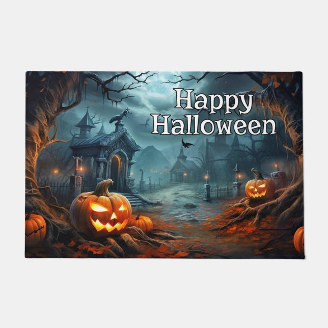 Happy Halloween | Spooky Pumpkins After Dark Doormat (Front)