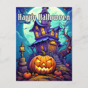 Happy Halloween   Spooky Pumpkins Postcard