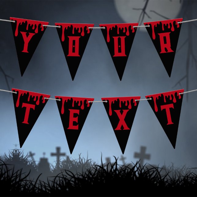 Happy Halloween Spooky Red Black Dripping Blood Bunting (In Situ)