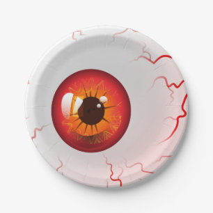 Happy Halloween! Spooky Red Eyeball Paper Plate
