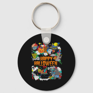 Happy Halloween Spooky Retro   Key Ring