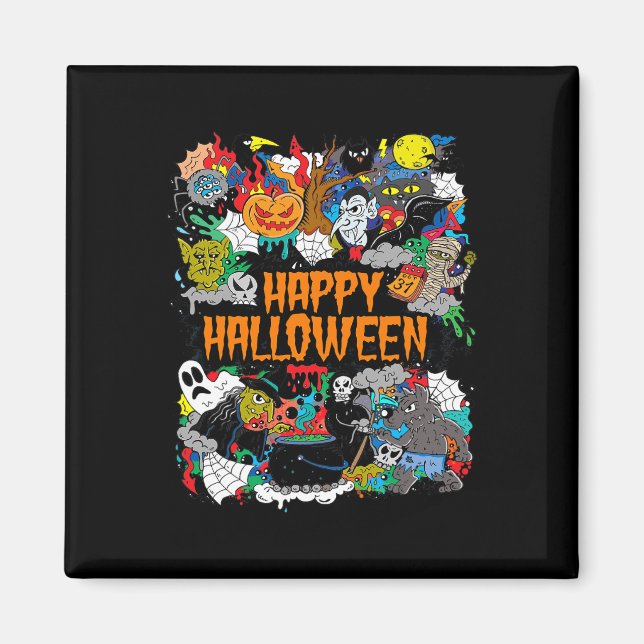 Happy Halloween Spooky Retro   Magnet (Front)