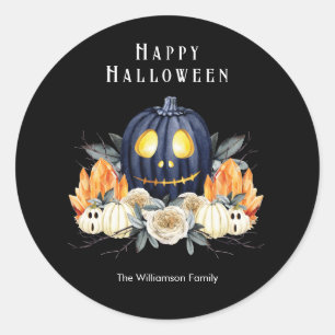 Happy Halloween Spooky Samhain Pumpkins Crystals Classic Round Sticker