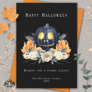 Happy Halloween Spooky Samhain Pumpkins Crystals   Holiday Card