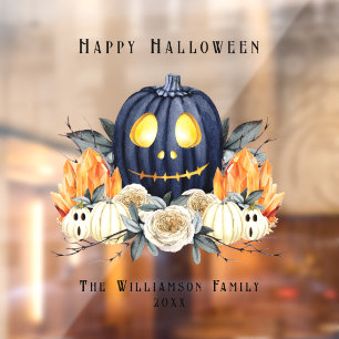 Happy Halloween Spooky Samhain Pumpkins Crystals Window Cling