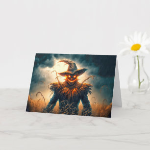 Happy Halloween Spooky Scarecrow Card