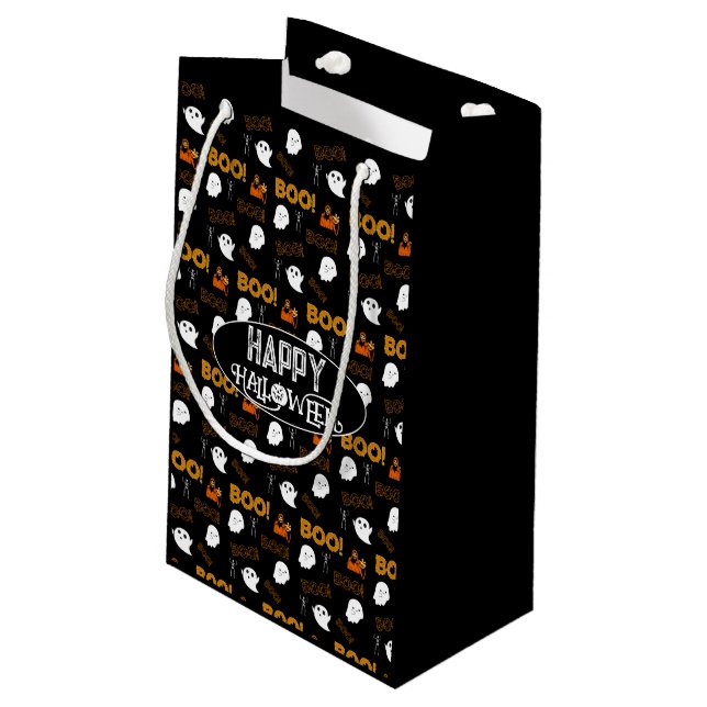 HAPPY HALLOWEEN  SPOOKY SCARY HAUNTED SMALL GIFT BAG (Back Angled)