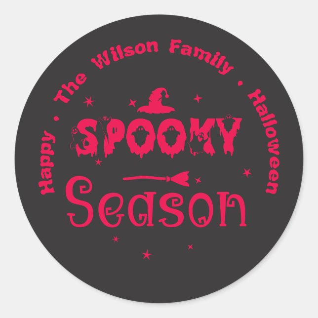 Happy Halloween Spooky Season Classic Round Sticker (Front)