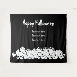 Happy Halloween spooky skeleton pile custom text Tapestry