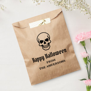 Happy Halloween spooky skull custom name or text Favour Bags