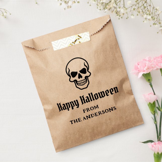 Happy Halloween spooky skull custom name or text Favour Bags (Sealed)