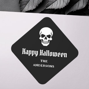 Happy Halloween spooky skull custom name or text Square Sticker