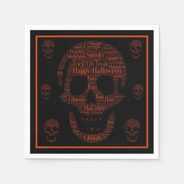 Happy Halloween Spooky Skull Napkin (Front)