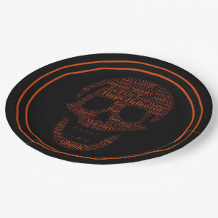 Happy Halloween Spooky Skull Paper Plate
