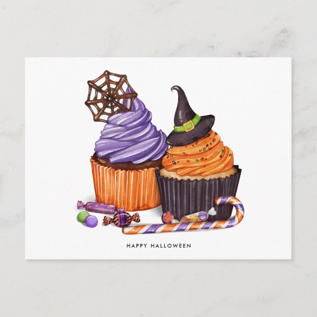 Happy Halloween Spooky Sweet Cupcake Postcard (Front)