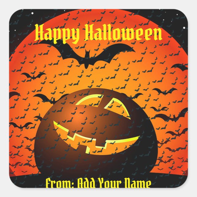 Happy Halloween Spooky Time Square Sticker (Front)