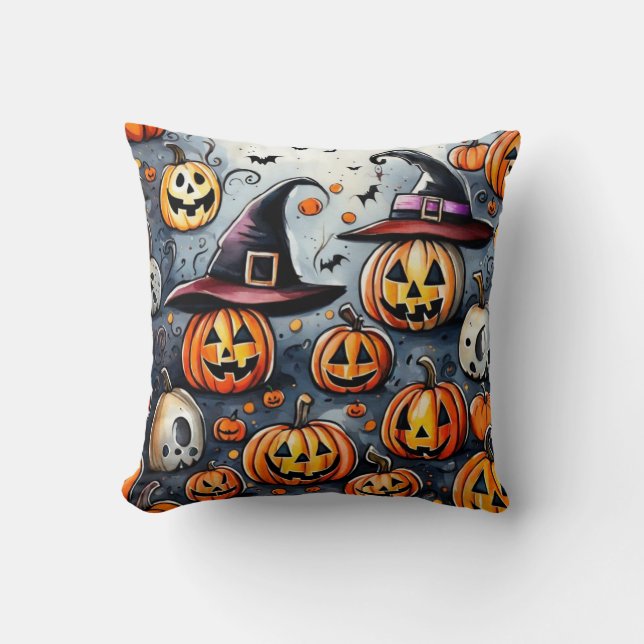 Happy Halloween spooky treat or tricks design Cushion (Front)