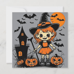 Happy Halloween spooky treat or tricks design Invitation