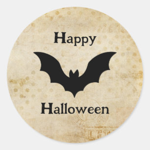 Happy Halloween Spooky Vintage Bat Classic Round Sticker