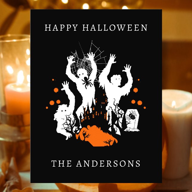 Happy Halloween Spooky Zombies Spider Personalised Postcard (Creator Uploaded)