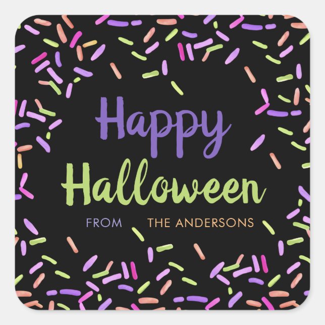 Happy Halloween Sprinkles Custom Square Sticker (Front)