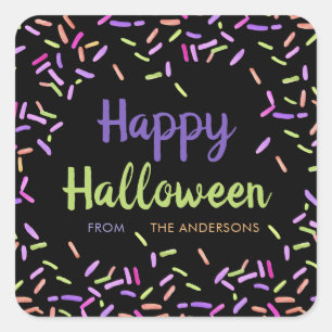 Happy Halloween Sprinkles Custom Square Sticker