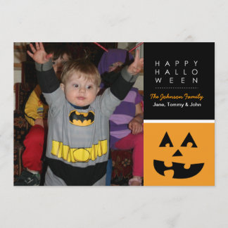 Happy Halloween Square Pumpkin Photo Card