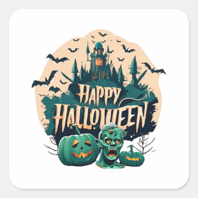 Happy Halloween Square Sticker (Front)