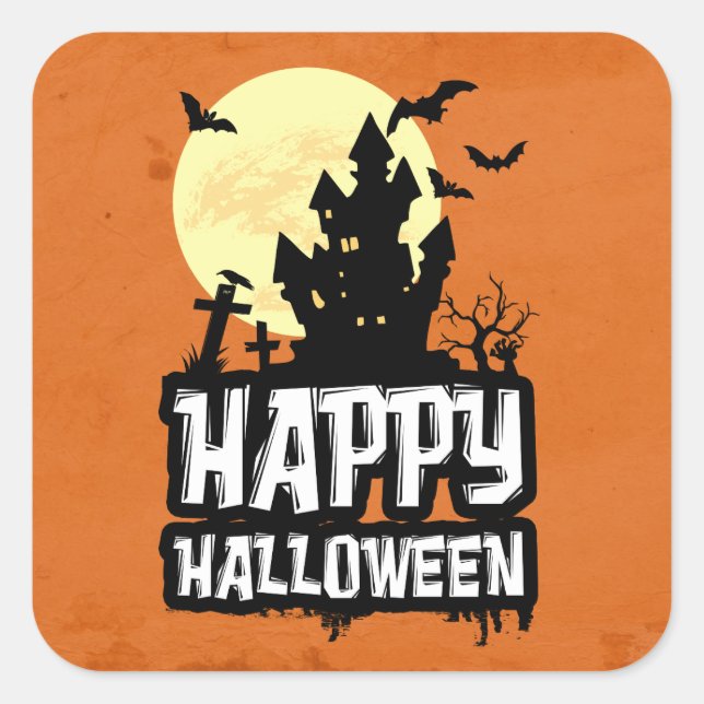 Happy Halloween Square Sticker (Front)