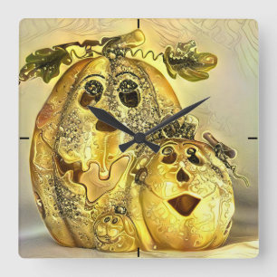 Happy Halloween Square Wall Clock