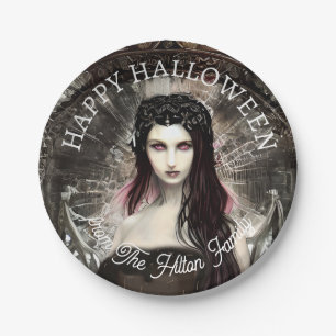 Happy Halloween Steampunk Gothic Fallen Angel Paper Plate