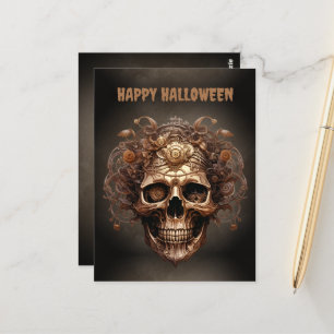 Happy Halloween Steampunk Skull Skeleton Postcard