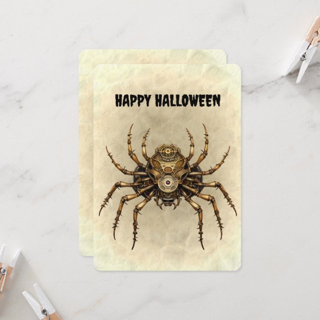 Happy Halloween Steampunk Spider (Front/Back In Situ)