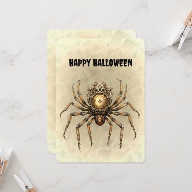 Happy Halloween Steampunk Spider (Front/Back In Situ)