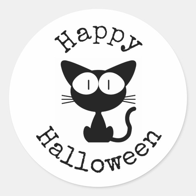 Happy Halloween stickers with cute cat (Front)