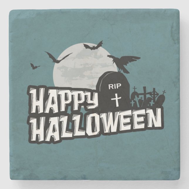 Happy Halloween Stone Coaster (Front)