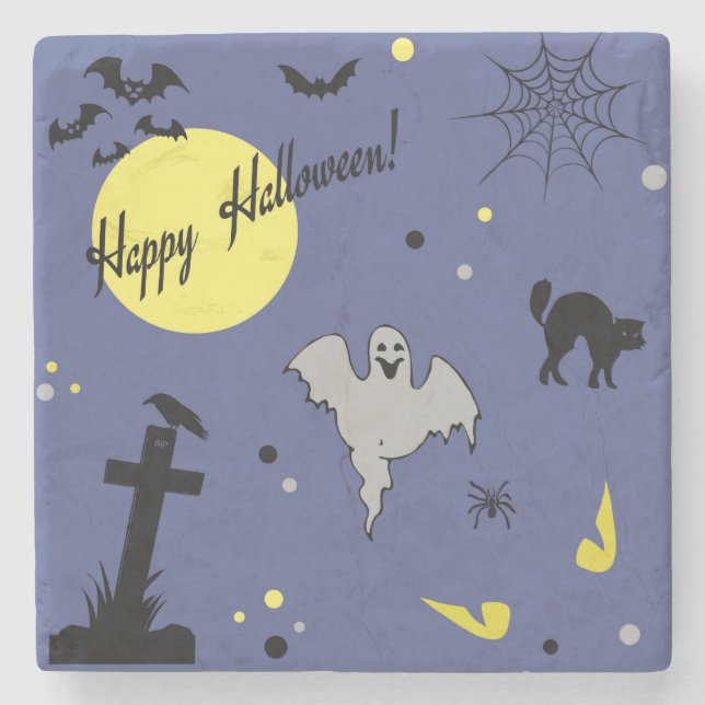 Happy Halloween Stone Coaster (Front)