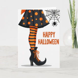 Happy Halloween Striped Leg Card