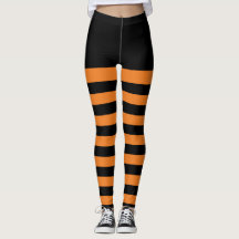 Happy Halloween Striped Leggings