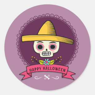 Happy Halloween. Sugar Skull. Classic Round Sticker